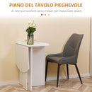 Tavolo da Pranzo Pieghevole Salvaspazio 90x60x74 cm in Legno Bianco