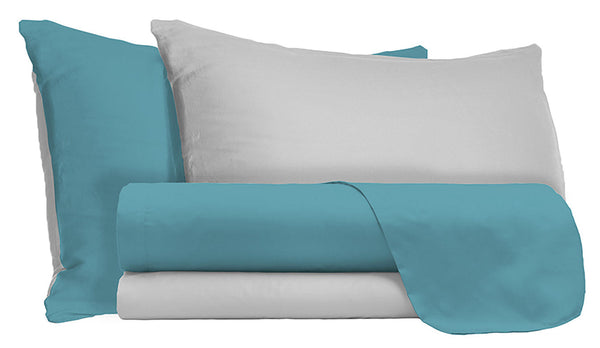 prezzo Set Lenzuola Sopra Sotto e Federe Doubleface Ottanio\/Grigio Chiaro