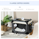 Trasportino per Cani e Gatti Pieghevole 60x41x41 cm 3 Aperture e Cuscino Grigio