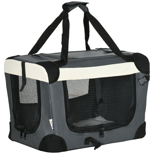 Trasportino per Cani e Gatti Pieghevole 50,5x33,5x35 cm 3 Aperture e Cuscino Grigio prezzo