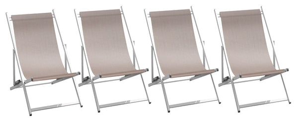 Set 4 Sdraio Mare da Giardino 60x100x79 cm in Alluminio e Textilene Tortora sconto