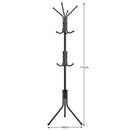 Attaccapanni da Terra Salvaspazio 12 Ganci Stand Appendiabiti a Piantana Nero