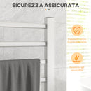Scaldasalviette Elettrico da Terra o Parete 53x35x90 cm 150W con 8 Barre e Timer 2-4 Ore in Alluminio Argento      