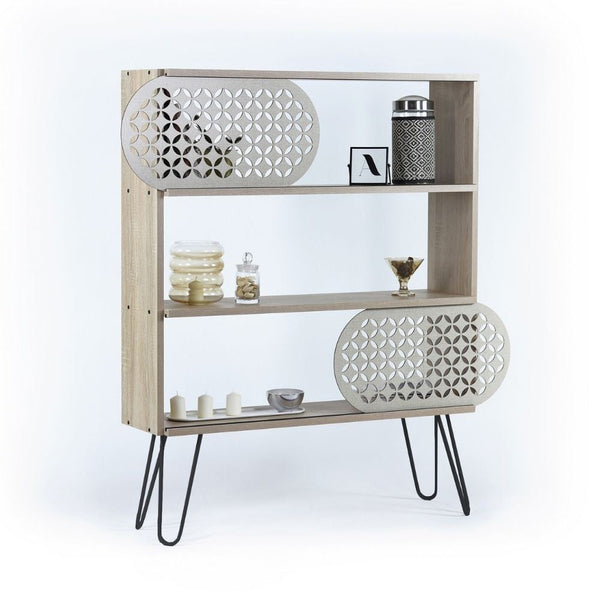 prezzo Libreria 3 ripiani Ilia rovere nero 94x25x117 cm