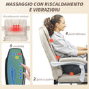 Sedia da Ufficio Massaggiante con Telecomando e Altezza Regolabile in Tessuto Effetto Pelle Traspirante Crema      
