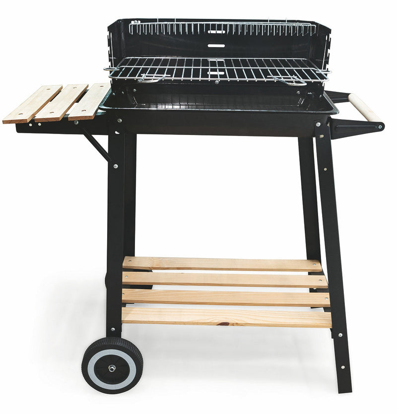 Barbecue a Carbone Carbonella Rettangolare con Ruote Soriani Sun-day Nero