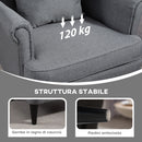 Poltrona da Salotto 75x83x104 cm con Pouf Poggiapiedi in Tessuto Grigio  