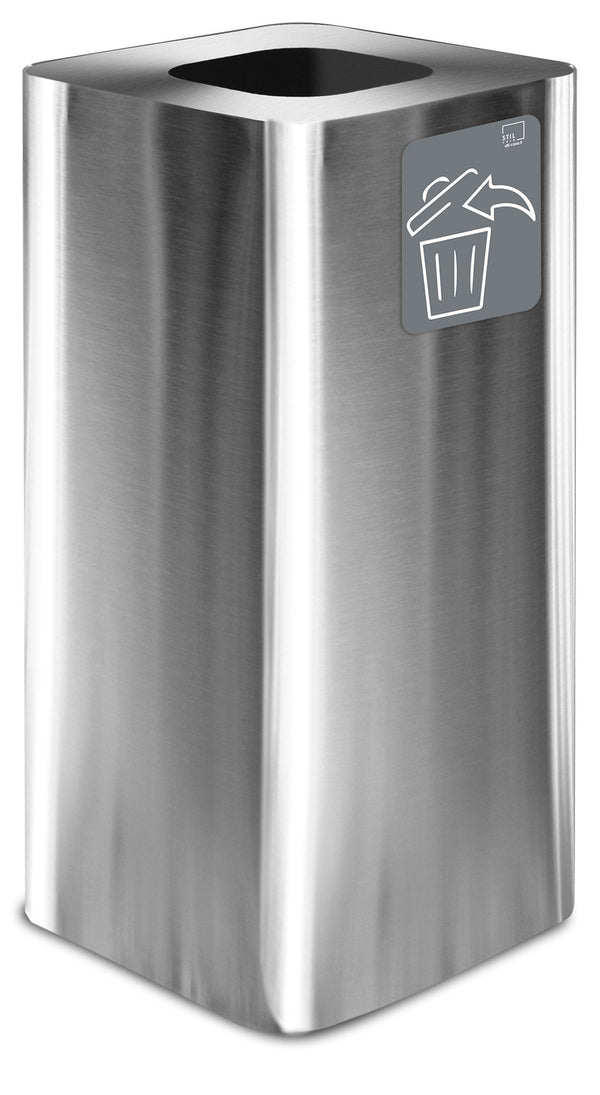 Pattumiera Per Raccolta Rifiuti 38x38xh80 cm In Acciaio Inox con Pittogramma Magnetico Argento sconto