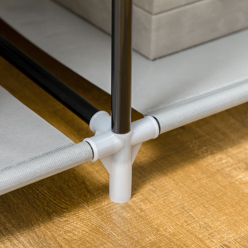 Armadio Guardaroba da Campeggio 103x43x162,5 cm 6 Ripiani Aperti e un Appendino in Tessuto non Tessuto Grigio