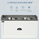 Ciotole per Cani Rialzate 60x30x36 cm con Cassetto in Acciaio Inox e Legno Bianco e Grigio