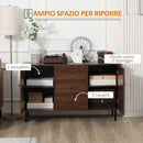 Credenza Moderna per Soggiorno 127x40x76 cm 2 Armadietti e 3 Cassetti in Truciolato e Legno Marrone