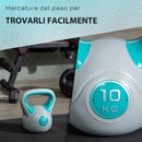 Kettlebell per Allenamento 10 Kg Base Piatta e Impugnatura per Stacchi in PU e Sabbia Verde Scuro