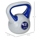 Kettlebell per Allenamento 12 Kg Base Piatta e Impugnatura per Stacchi in PU e Sabbia Blu