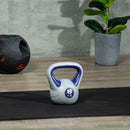 Kettlebell per Allenamento 6 Kg Base Piatta in PU e Sabbia Viola