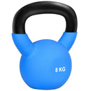 Kettlebell per Allenamento 8 Kg Base Piatta in Metallo e Neoprene Blu