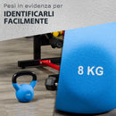 Kettlebell per Allenamento 8 Kg Base Piatta in Metallo e Neoprene Blu