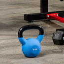 Kettlebell per Allenamento 8 Kg Base Piatta in Metallo e Neoprene Blu
