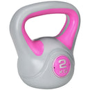 Kettlebell per Allenamento 2 Kg Base Piatta e Impugnatura per Stacchi in PU e Sabbia Rosa