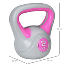 Kettlebell per Allenamento 2 Kg Base Piatta e Impugnatura per Stacchi in PU e Sabbia Rosa