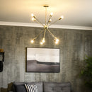 Lampada a Sospensione 65x65x78,5 cm con 10 Luci in Metallo Oro