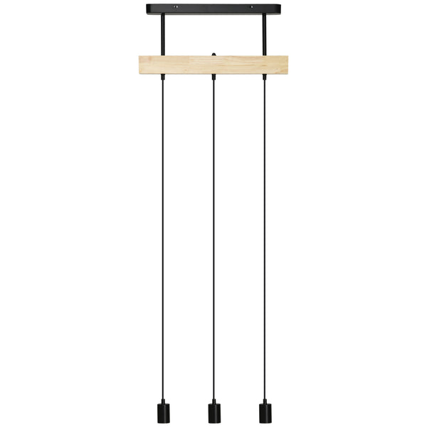 Lampadario a Sospensione 50x8x33 cm con 3 Lampadine in Legno e Metallo Nero sconto