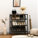 Scarpiera da Ingresso 9 Paia di Scarpe 70x26x89 cm 3 Ripiani e Piano d'Appoggio in Acciaio e Truciolato Nero