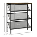 Scarpiera da Ingresso 9 Paia di Scarpe 70x26x89 cm 3 Ripiani e Piano d'Appoggio in Acciaio e Truciolato Nero