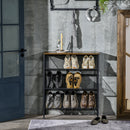 Scarpiera da Ingresso 9 Paia di Scarpe 70x26x89 cm 3 Ripiani e Piano d'Appoggio in Acciaio e Truciolato Nero
