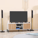 Mobile TV Fino a 50" 120x39,5x45 cm  in Truciolato e Acciaio Bianco e Colore Legno