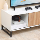 Mobile TV Fino a 50" 120x39,5x45 cm  in Truciolato e Acciaio Bianco e Colore Legno