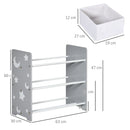 Mobiletto Portagiochi 63x30x60 cm 9 Cestini Rimovibili in MDF e Tessuto Grigio e Bianco