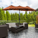 Ombrellone da Giardino Doppio 285x147x227 cm  in Acciaio e Poliestere Rosso