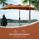 Ombrellone da Giardino Doppio 285x147x227 cm  in Acciaio e Poliestere Rosso