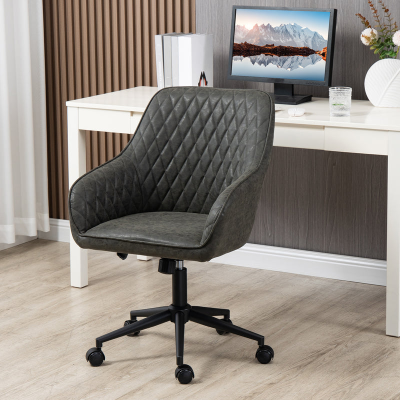 Sedia Operativa da Ufficio Reclinabile 59x60x90-100 cm Altezza Regolabile in Similpelle Grigia