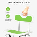 Sedia per Doccia 51,5x49,5x68,5-81 cm Altezza Regolabile su 6 Livelli e Schienale Ricurvo in Alluminio ed EVA Verde e Bianco