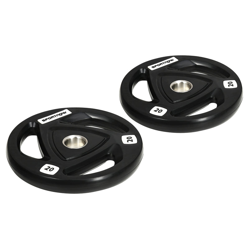 Set di 2 Dischi Pesi da 20 kg per Bilanciere Ø40x4,5 cm in Acciaio con Rivestimento in Gomma Nero