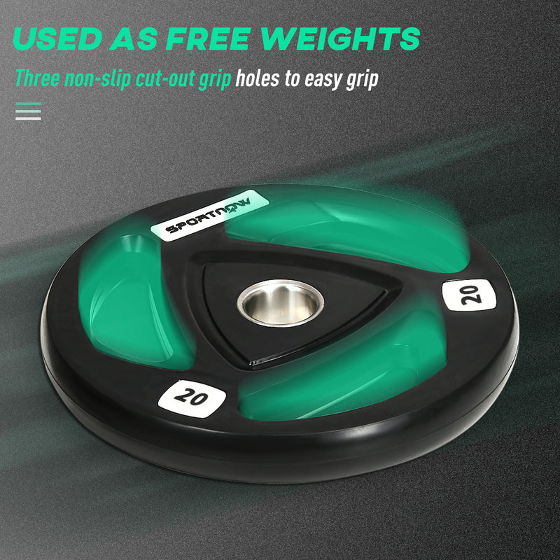 Set di 2 Dischi Pesi da 20 kg per Bilanciere Ø40x4,5 cm in Acciaio con Rivestimento in Gomma Nero