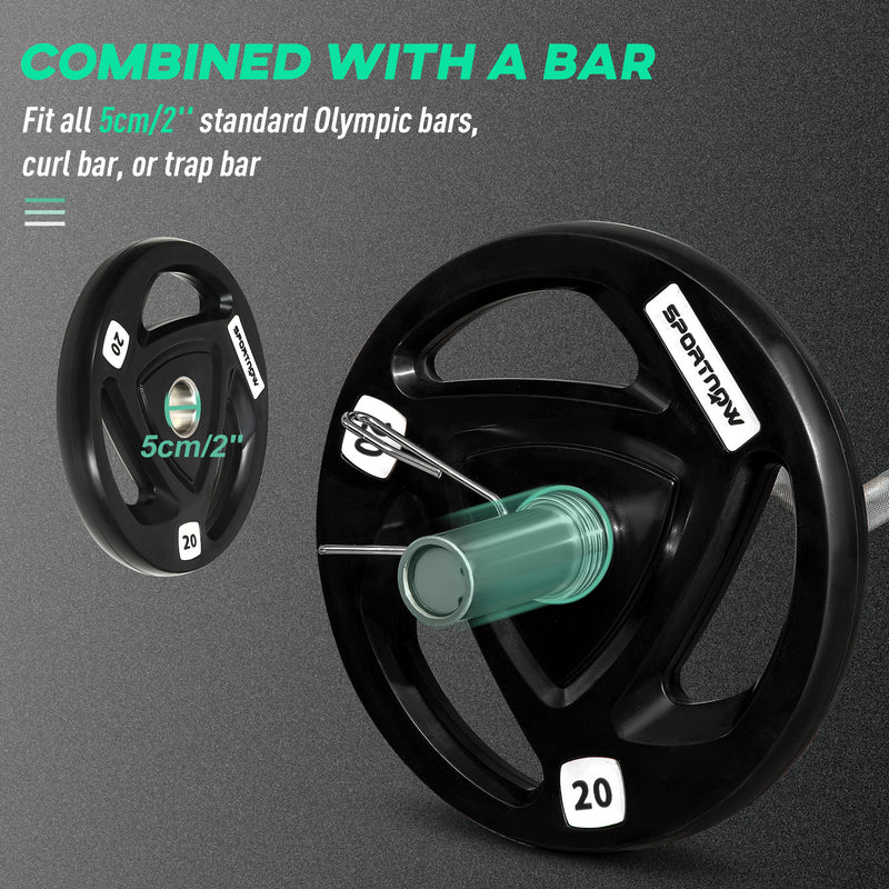 Set di 2 Dischi Pesi da 20 kg per Bilanciere Ø40x4,5 cm in Acciaio con Rivestimento in Gomma Nero