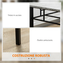 Set da Pranzo Tavolo e 4 Sedie Seduta Imbottita in Metallo e MDF Grigio e Nero