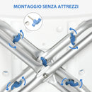 Sgabello per Doccia Bagno 42,5x27x44-51,5 cm Piedini Antiscivolo a Ventosa in Alluminio Blu e Bianco