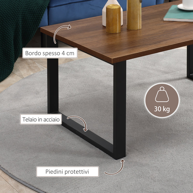 Tavolino da Caffè 100x60x50 cm  in MDF e Acciaio Nero