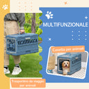 Trasportino per Cani e Gatti Pieghevole 56x31x37 cm Convertibile in Cuccia in PP e PVC Blu