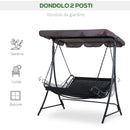 Dondolo 2 Posti da Giardino 160x117x173 cm in Acciaio e Poliestere Grigio