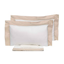 Set Lenzuola Sopra Sotto e Federe Bordi in Raso Garrini Eveline Avorio/Beige Varie Misure