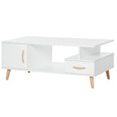 Tavolino Basso con Anta e Cassetto 100x50x40 cm in Legno Truciolare Bianco