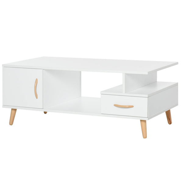 prezzo Tavolino Basso con Anta e Cassetto 100x50x40 cm in Legno Truciolare Bianco