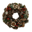 Coroncina innevata con bacche e fiori verde cm Ø30xh7,5