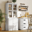 Mobile Libreria Chiusa 76x40x178,5 cm con Vetrina e Armadietto Inferiore in MDF Bianco  
