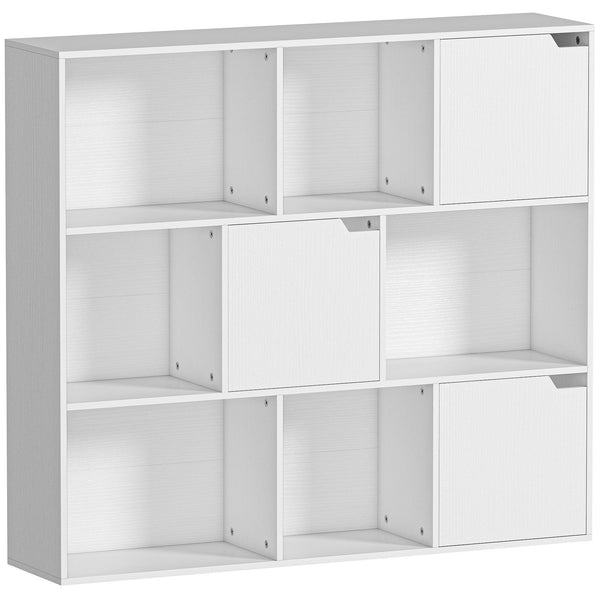 sconto Libreria a Cubi con 6 Sezioni Aperte e 3 Chiuse 106x24x95 cm in Legno Bianco