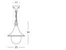 Lampada Sospesa Colore Ruggine per Esterno Linea Deluxe Livos